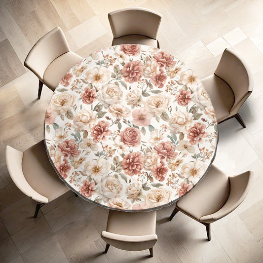 Pink Floral Round Tablecloth by Mark van Vuuren
