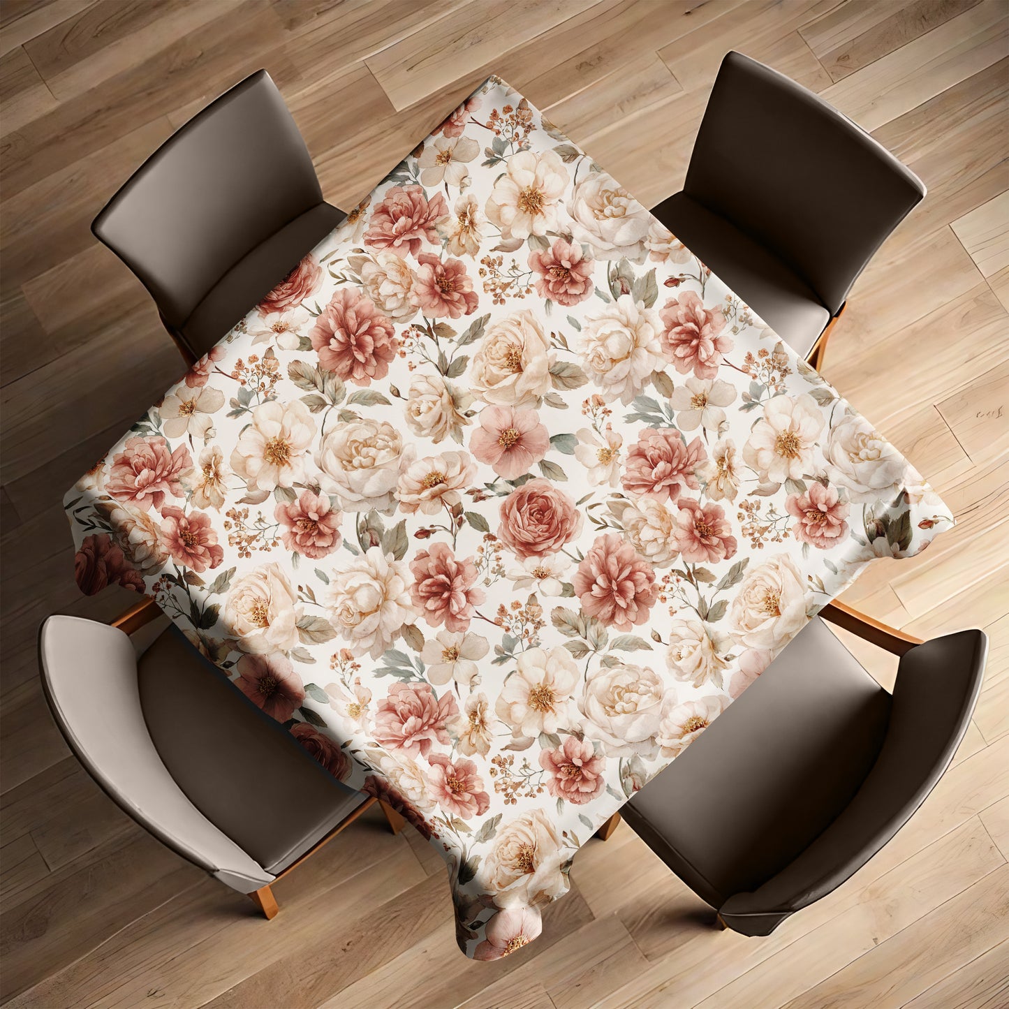 Pink Floral Square Tablecloth by Mark van Vuuren