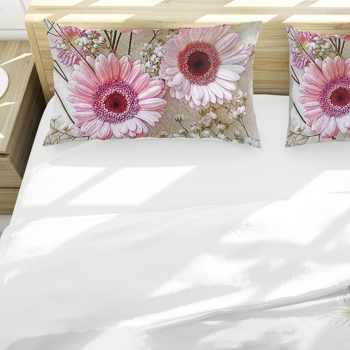Pink Gerbera Daisies Duvet Cover Set