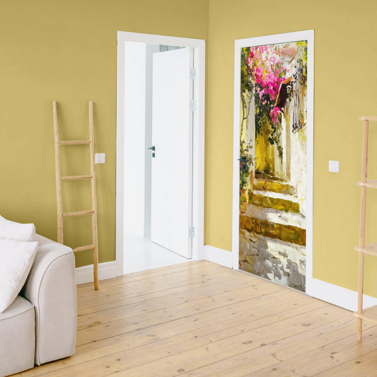 Pink Hanging Flowers Door Decoupage