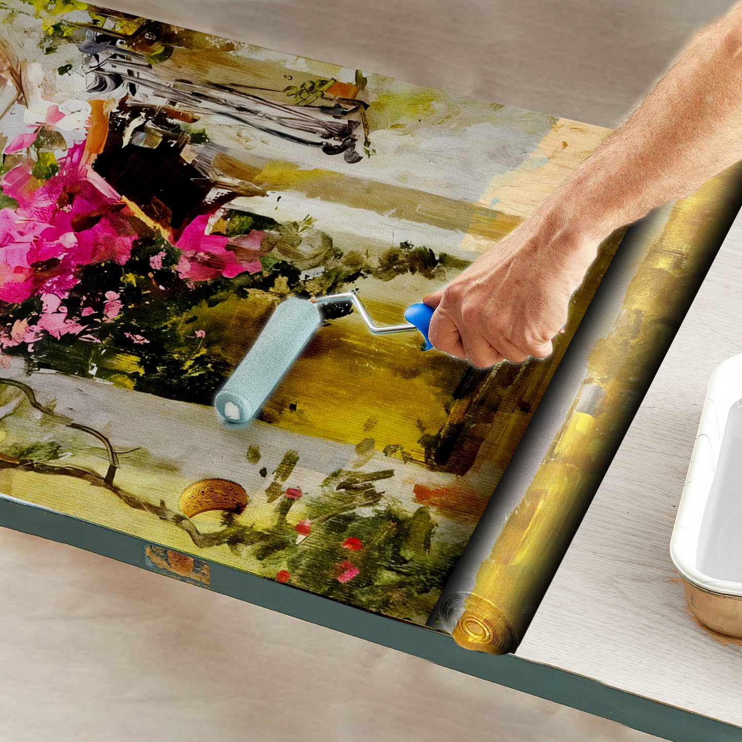 Pink Hanging Flowers Door Decoupage