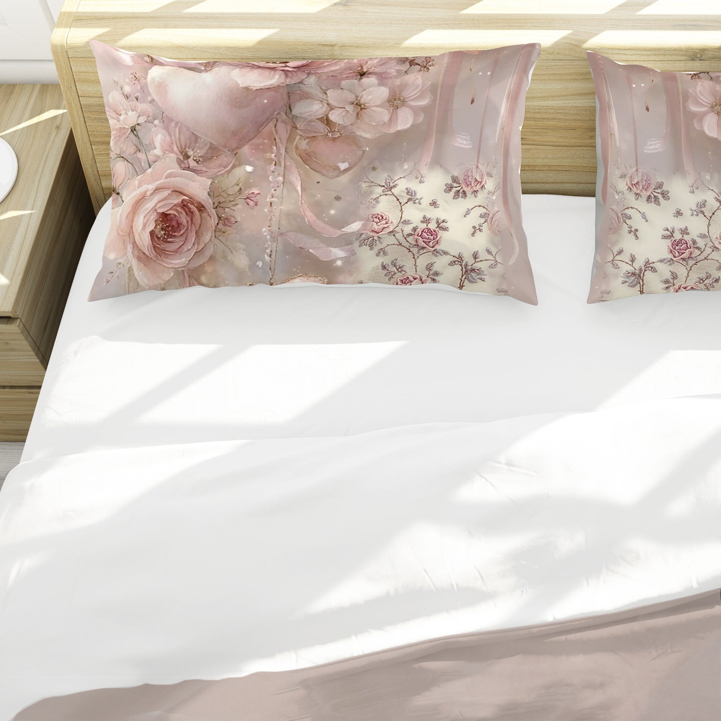 Pink Hearts & Roses Duvet Cover Set