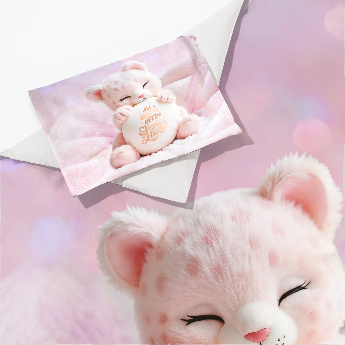 Pink Leopard Cub Cot Set