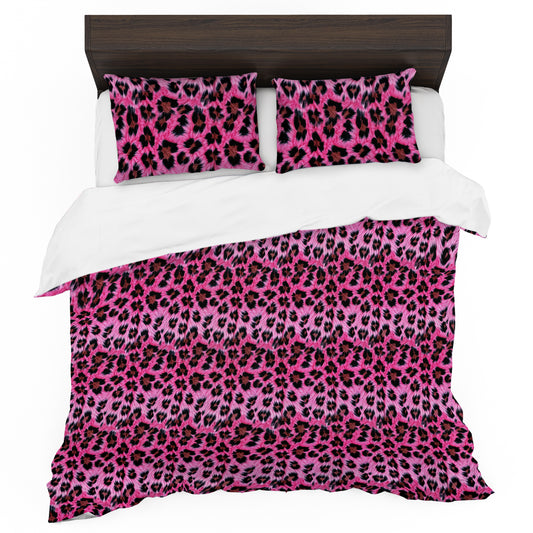 Pink Leopard Fur Duvet Cover Set