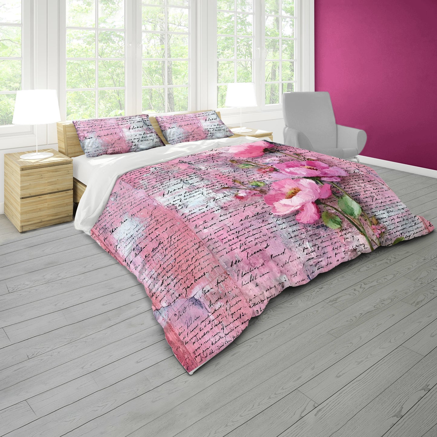Pink Letter Duvet Cover Set