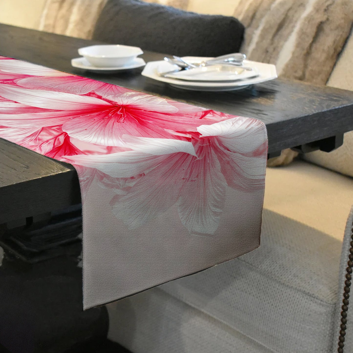 Pink Lilies 160cm Table Runner