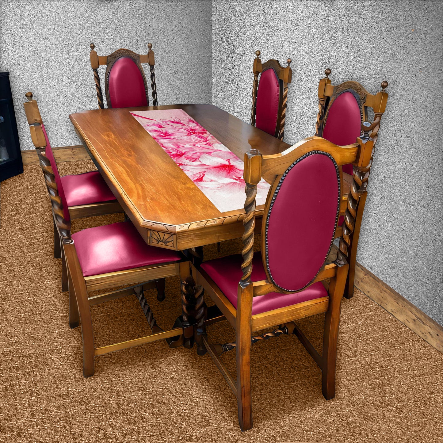 Pink Lilies 160cm Table Runner