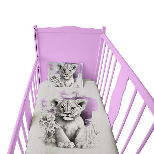 Pink Lion Cub Cot Duvet Set By Nathan Pieterse