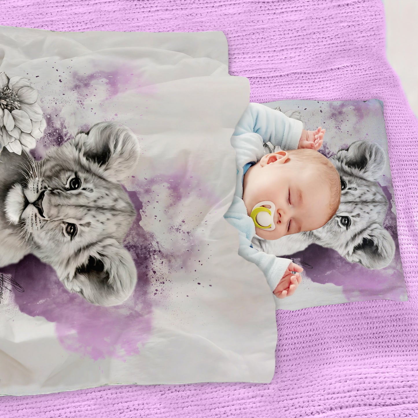 Pink Lion Cub Cot Duvet Set By Nathan Pieterse