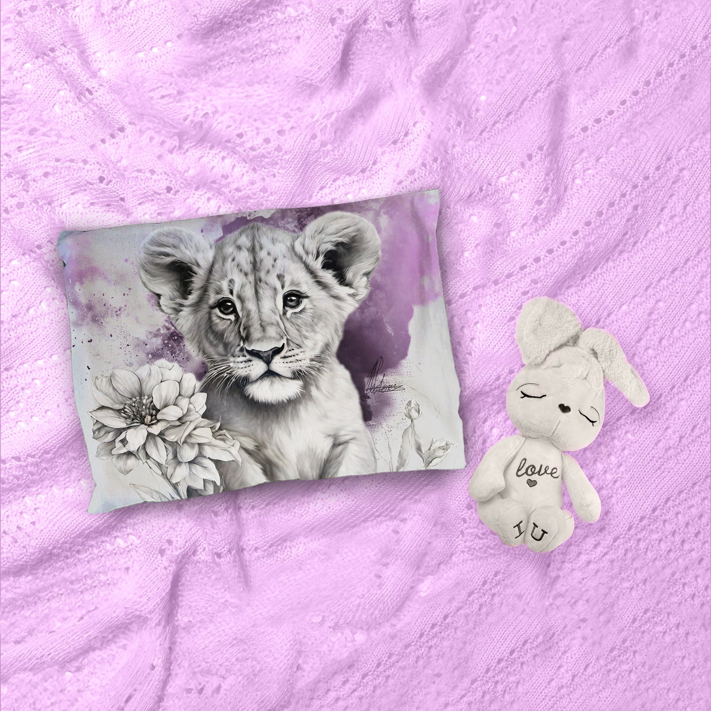 Pink Lion Cub Cot Duvet Set By Nathan Pieterse