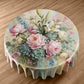 Pink Painted Peony & Succulents Round Tablecloth