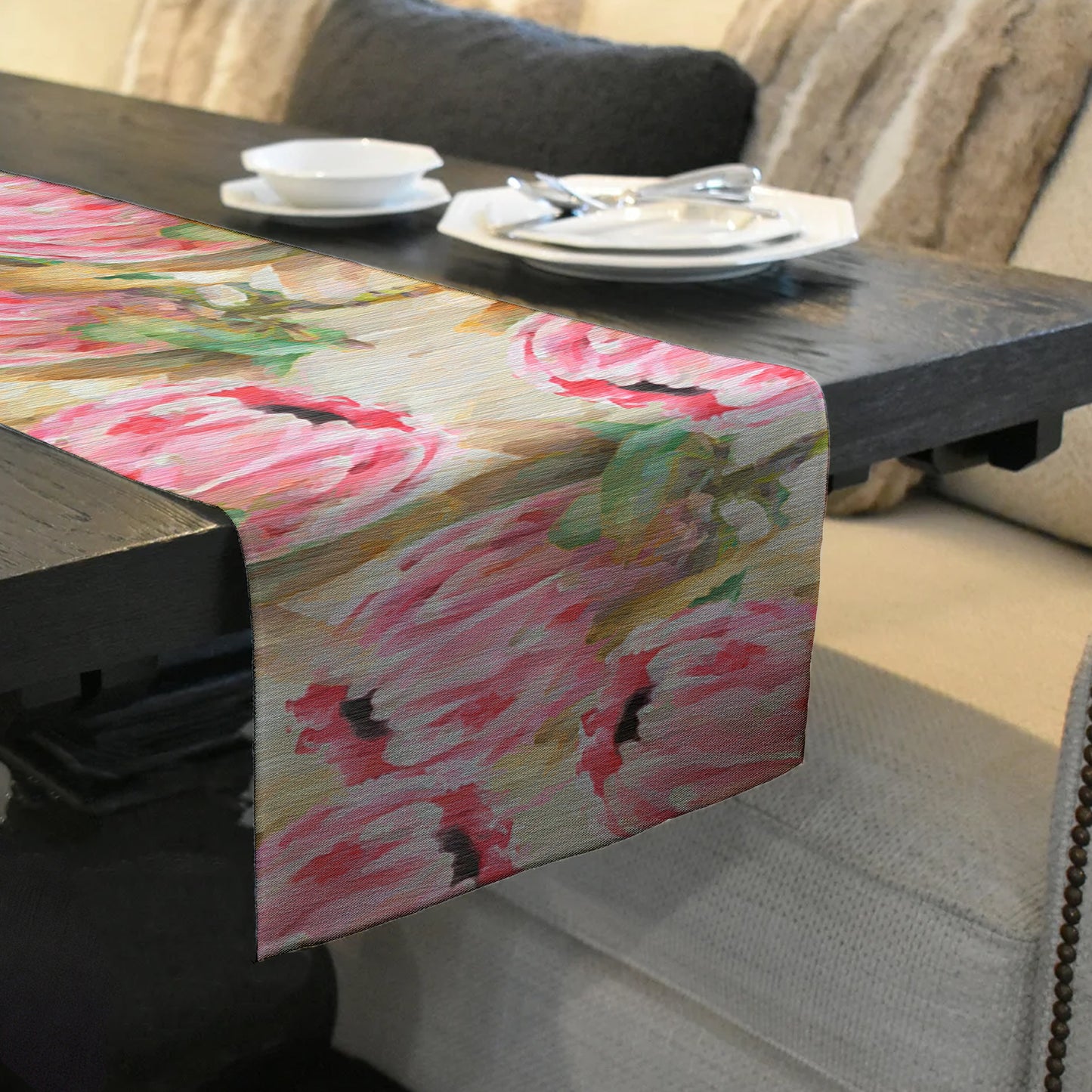 Pink Painted Protea Pattern Table Runner By Mark van Vuuren