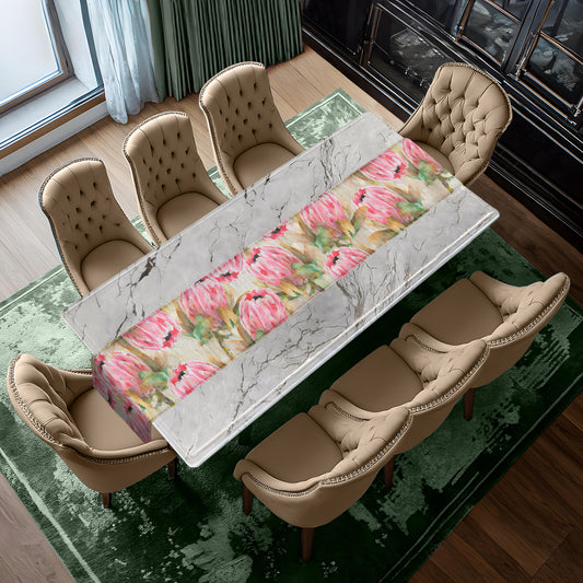Pink Painted Protea Pattern Table Runner By Mark van Vuuren