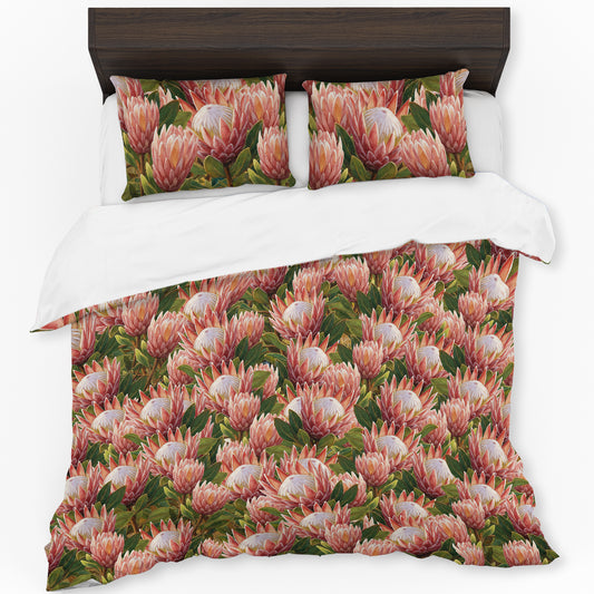 Pink Painted Proteas Duvet Cover Set