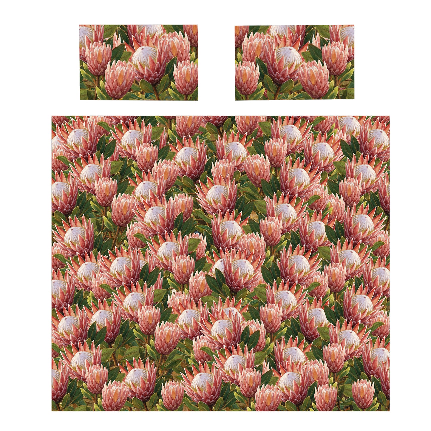 Pink Painted Proteas Duvet Cover Set