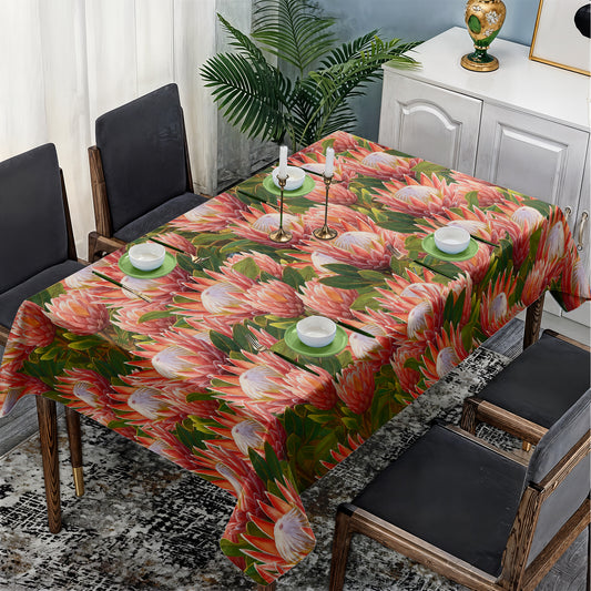 Pink Painted Proteas Rectangle Tablecloth