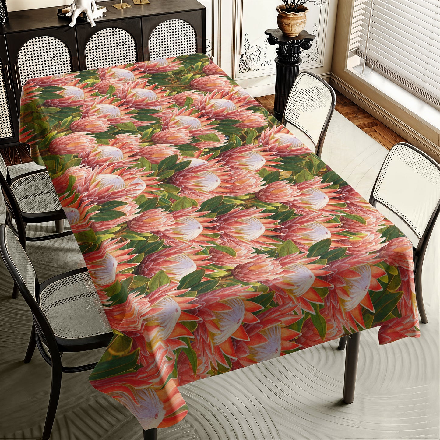 Pink Painted Proteas Rectangle Tablecloth