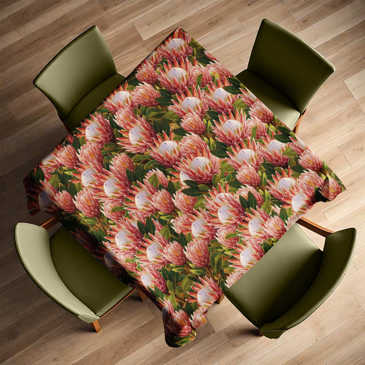 Pink Painted Proteas Square Tablecloth