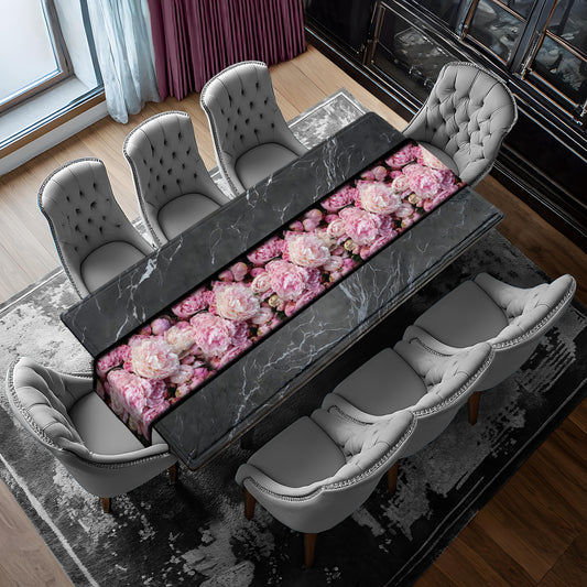 Pink Peonies Table Runner