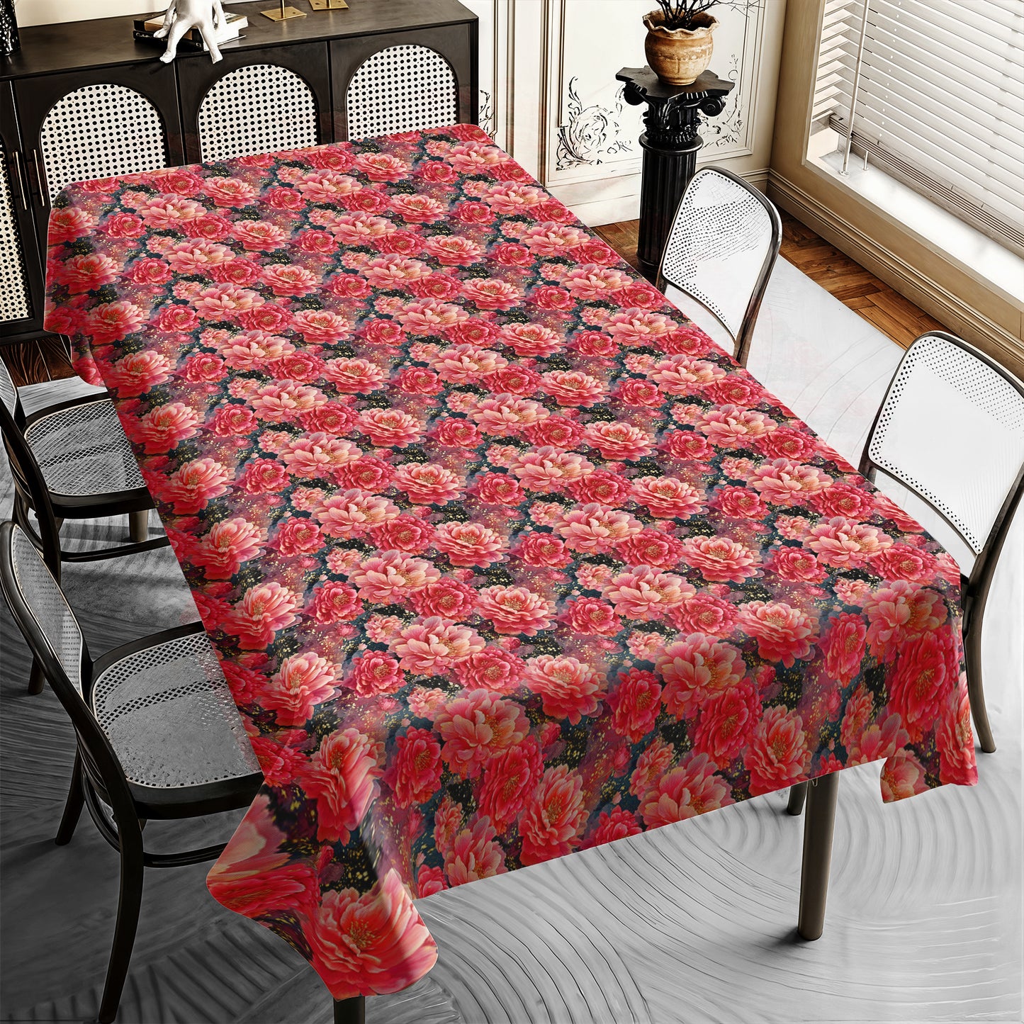 Pink Peony Bloom Rectangle Tablecloth