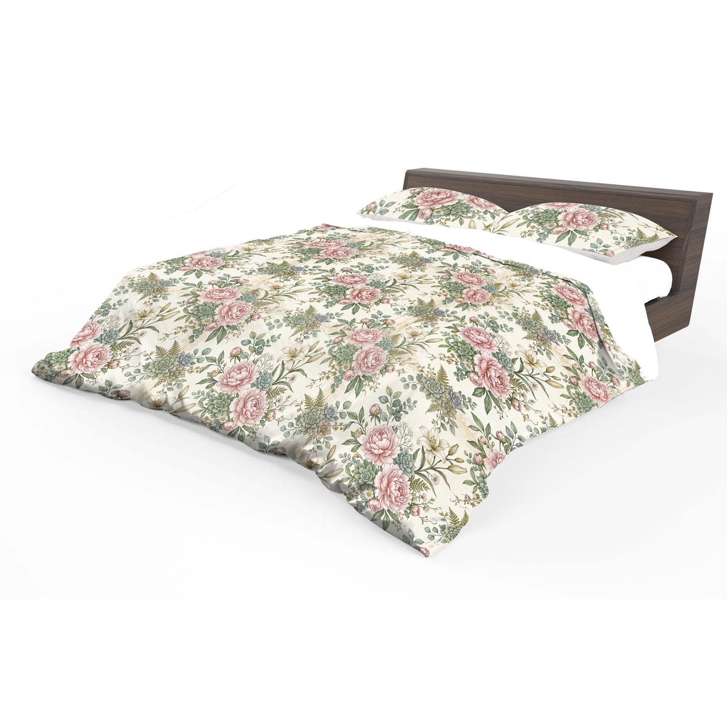 Pink Peony On Cream  Duvet Cover Set