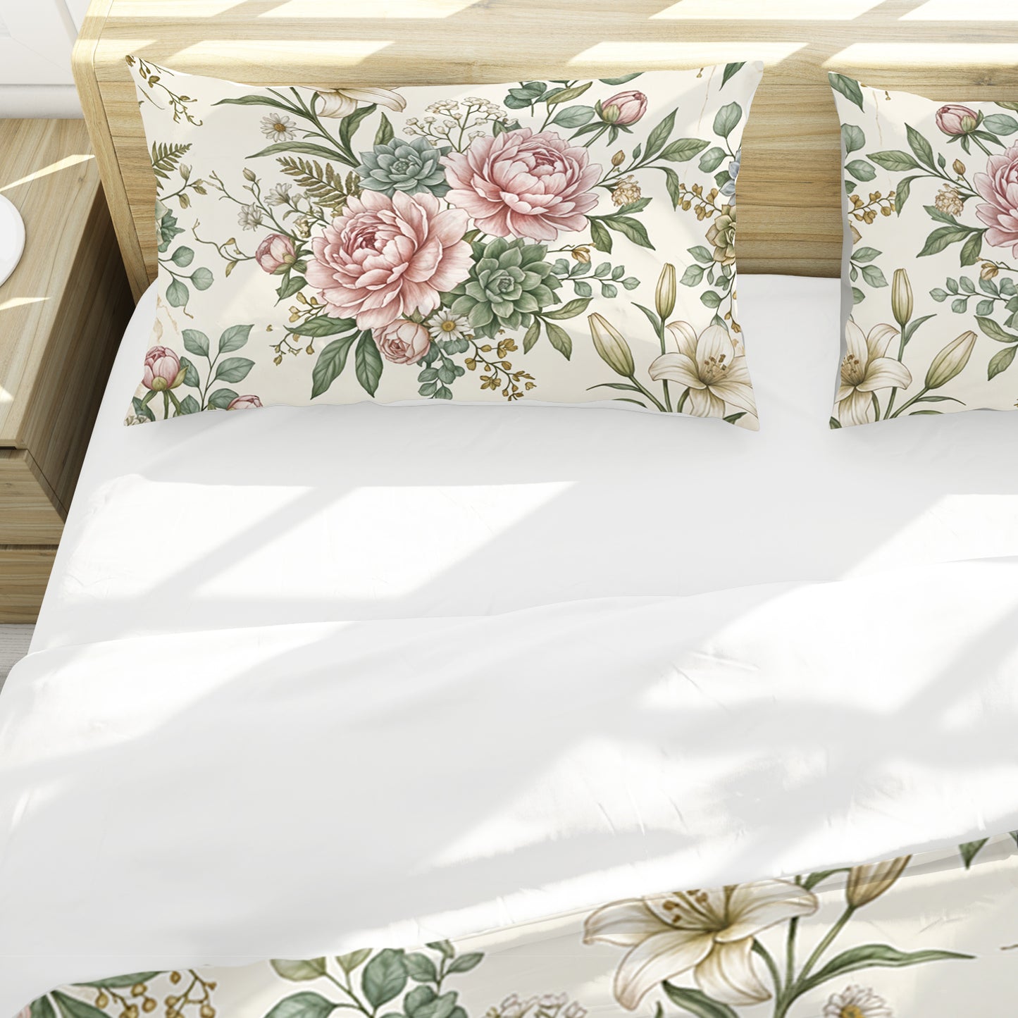 Pink Peony On Cream  Duvet Cover Set