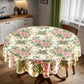 Pink Peony On Cream Round Tablecloth