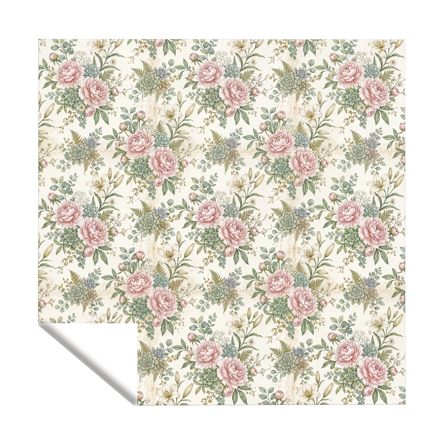Pink Peony On Cream Square Tablecloth