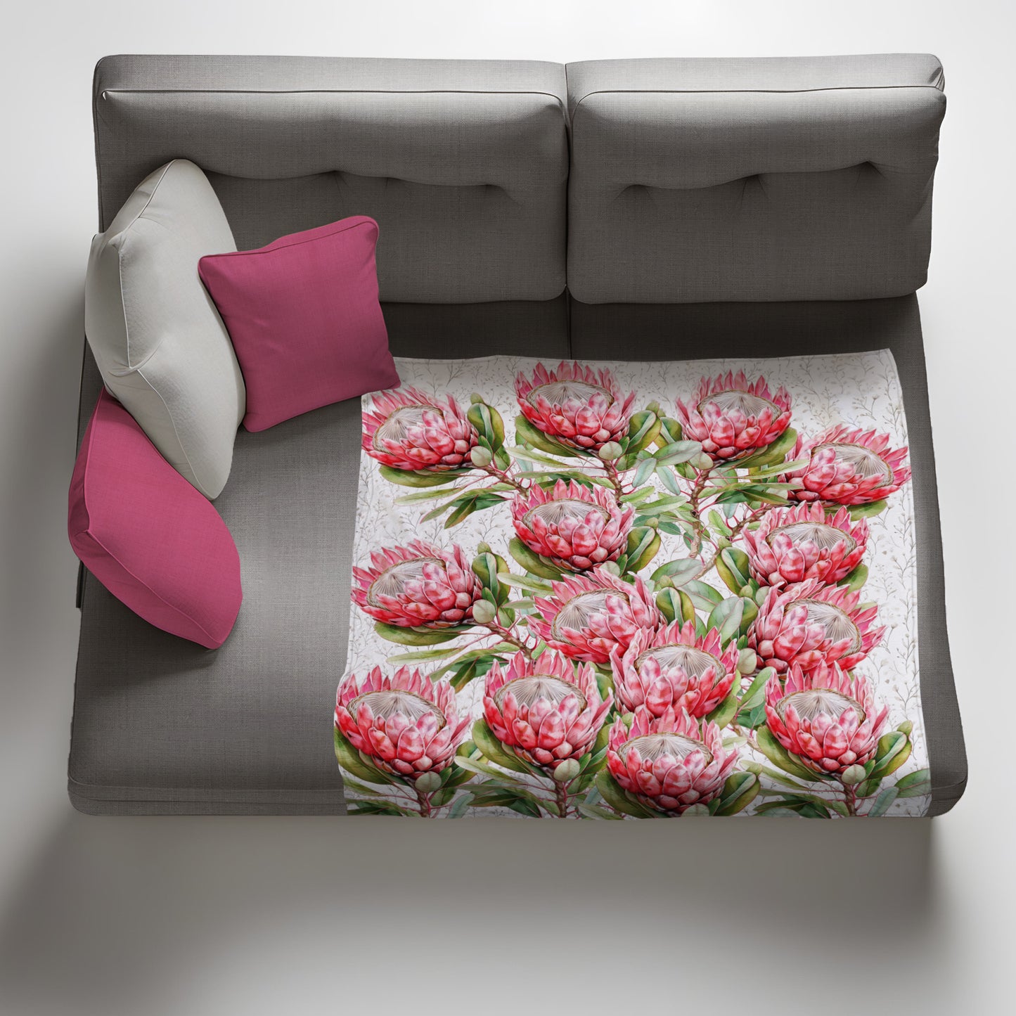 Pink Protea Dreams Light Weight Fleece Blanket by Mark van Vuuren