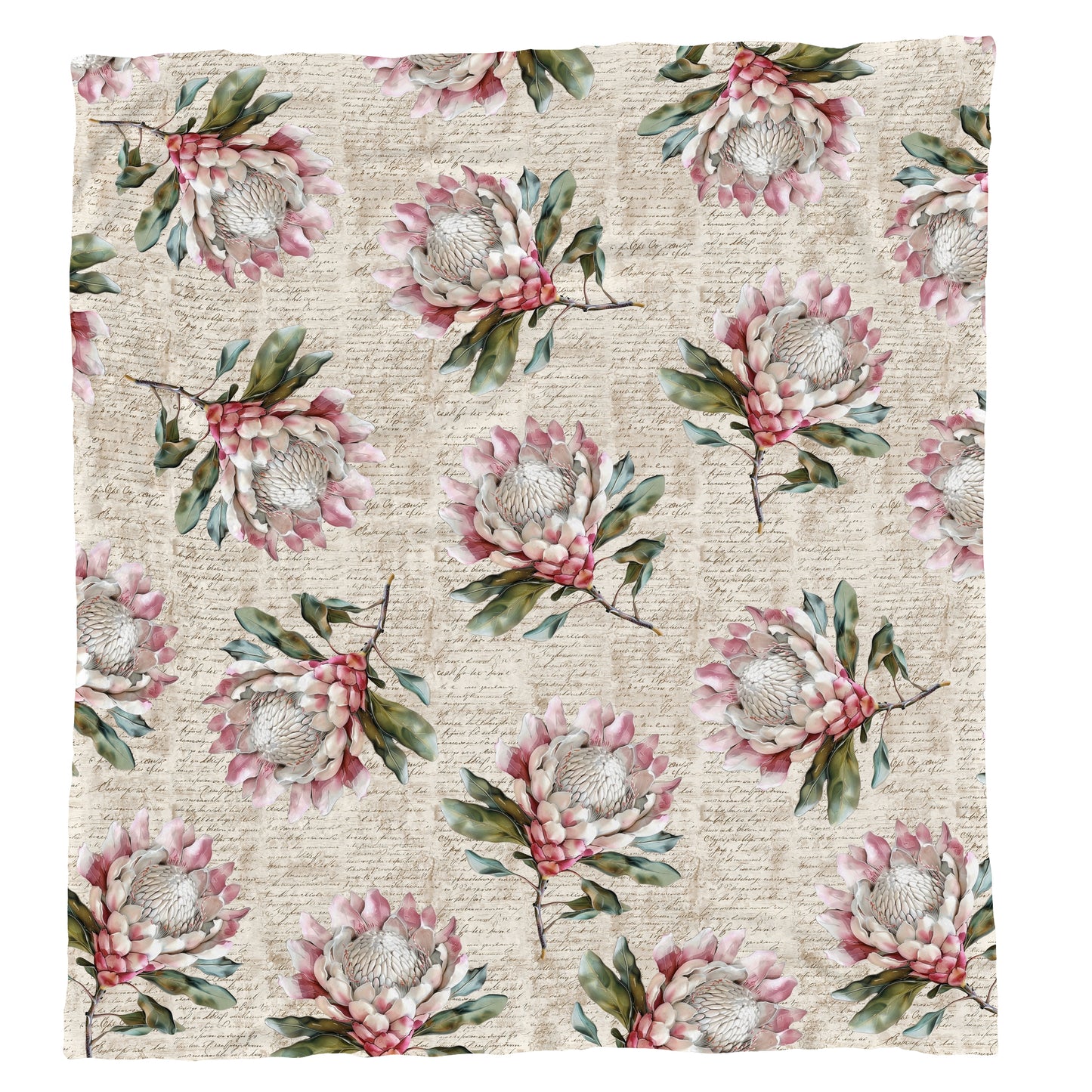 Pink Protea Script Light Weight Fleece Blanket by Mark van Vuuren