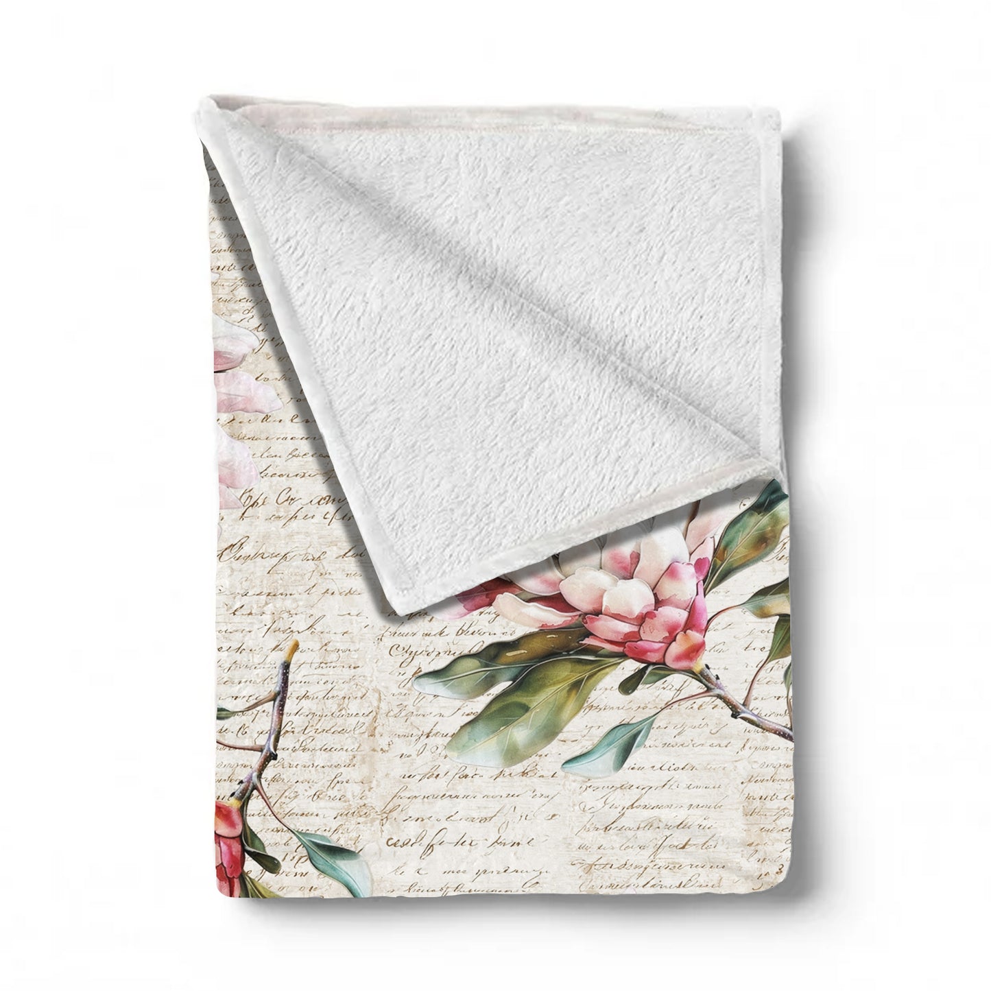 Pink Protea Script Light Weight Fleece Blanket by Mark van Vuuren