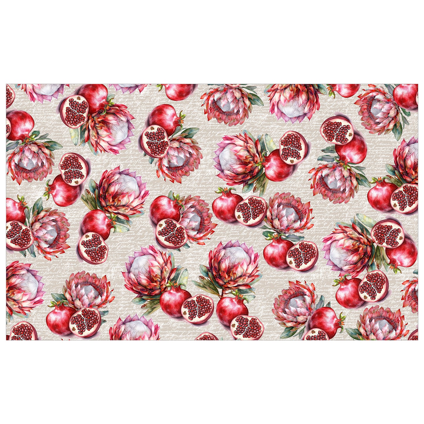 Pink Proteas & Pomegranates Rectangle Tablecloth by Mark van Vuuren