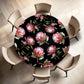 Pink Proteas on Black Round Tablecloth by Mark van Vuuren