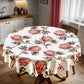Pink Proteas on White Round Tablecloth by Mark van Vuuren