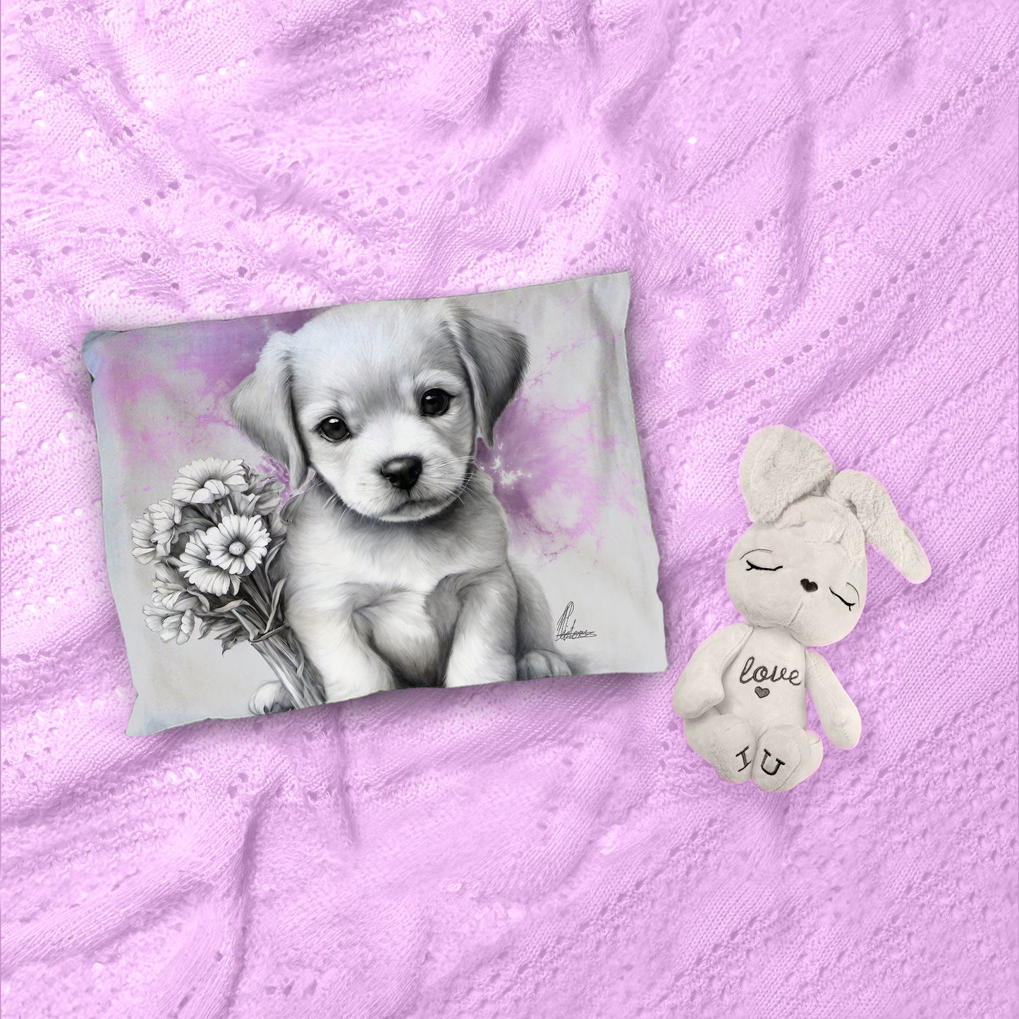Pink Puppy Cot Duvet Set By Nathan Pieterse