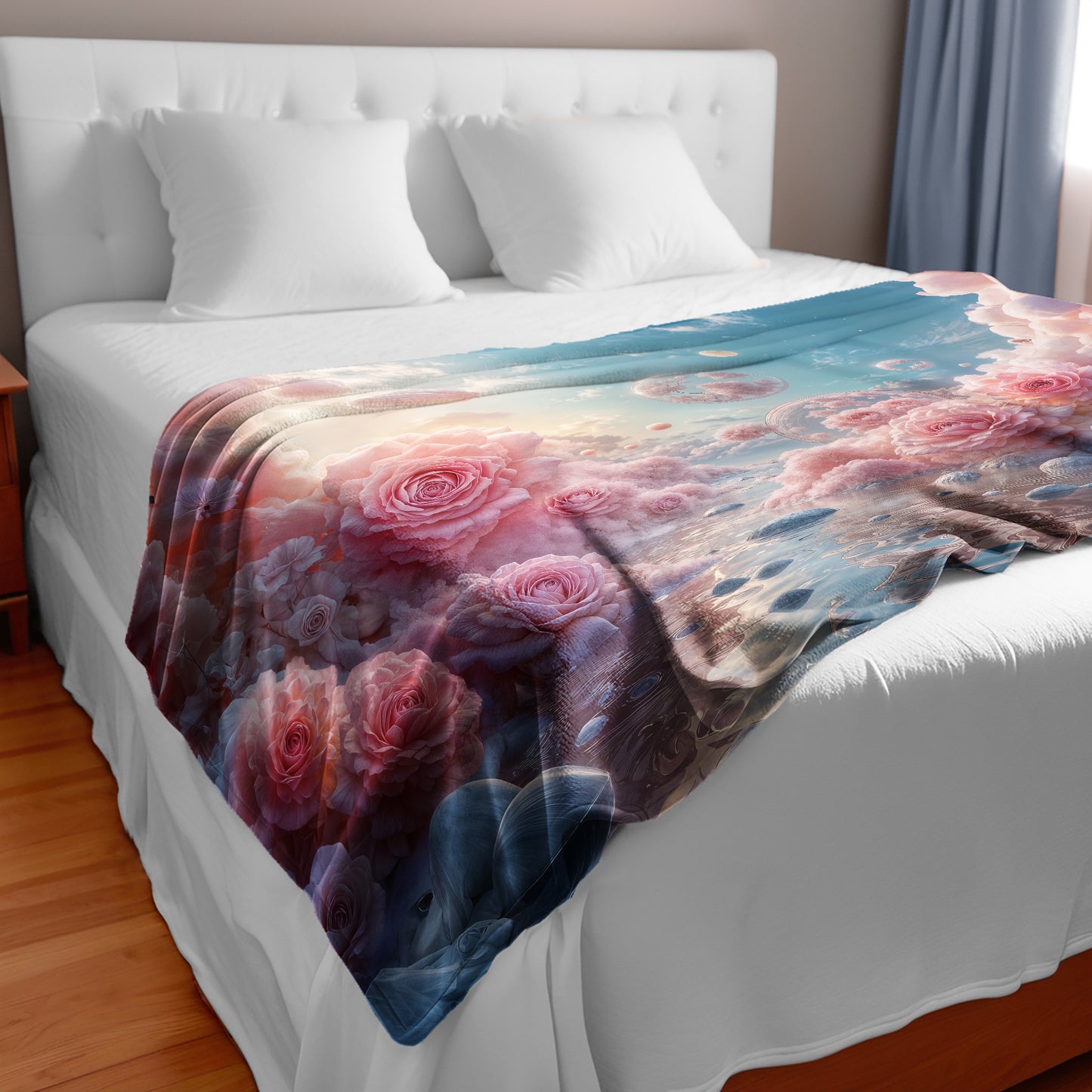 Pink Rose Bubbles Bed Throw