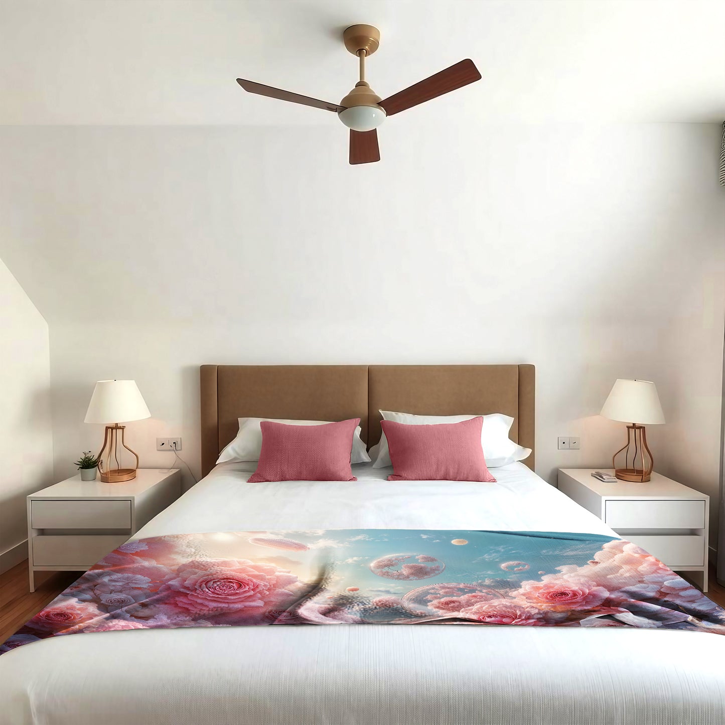 Pink Rose Bubbles Bed Throw