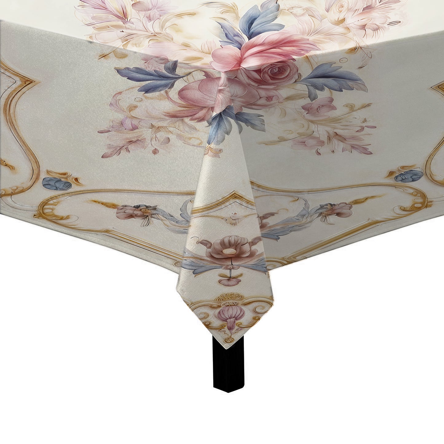 Pink Rose on Cream Square Tablecloth
