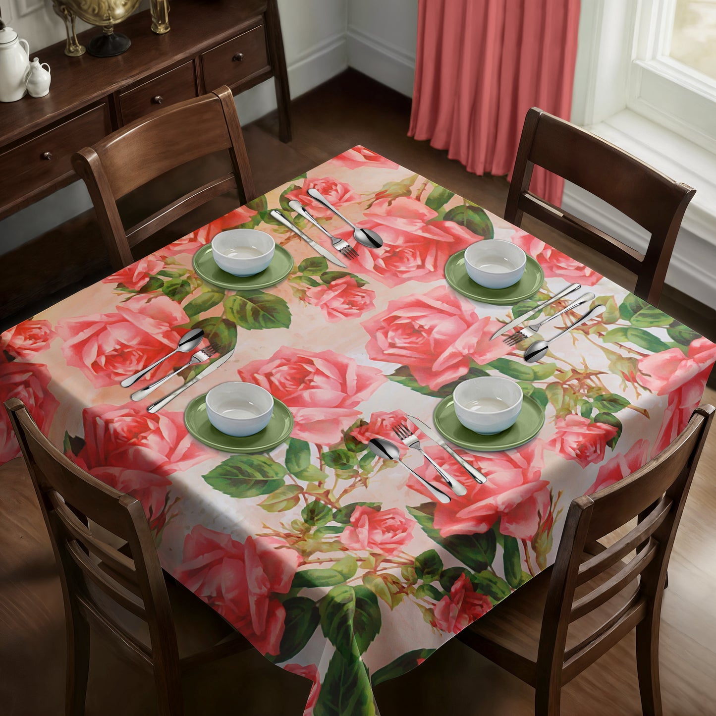 Pink Roses Square Tablecloth By Mark Van Vuuren