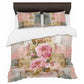 Pink Roses in Gold Leaf Duvet Cover Set