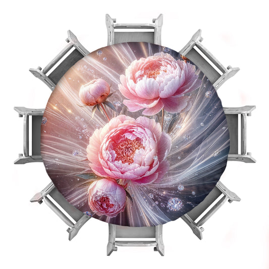 Pink Roses on Silk 2,3m Round Tablecloth