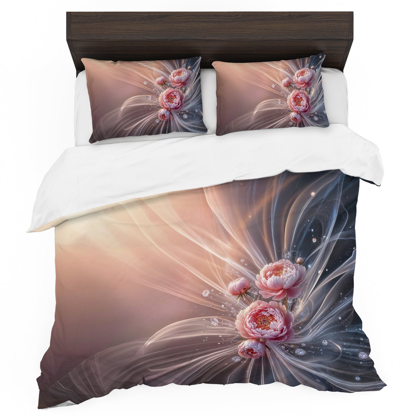 Pink Silk Beams Duvet Cover Set