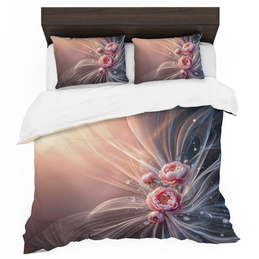 Pink Silk Beams Duvet Cover Set