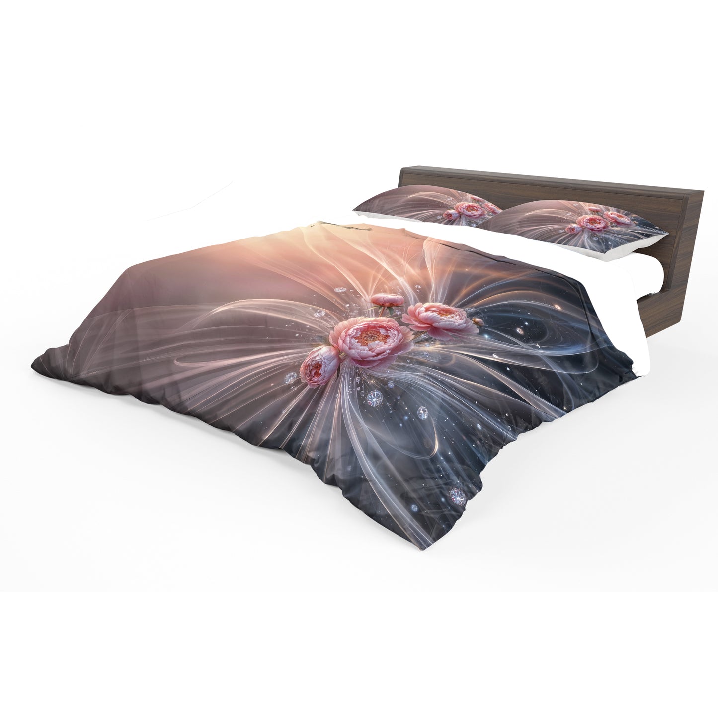 Pink Silk Beams Duvet Cover Set