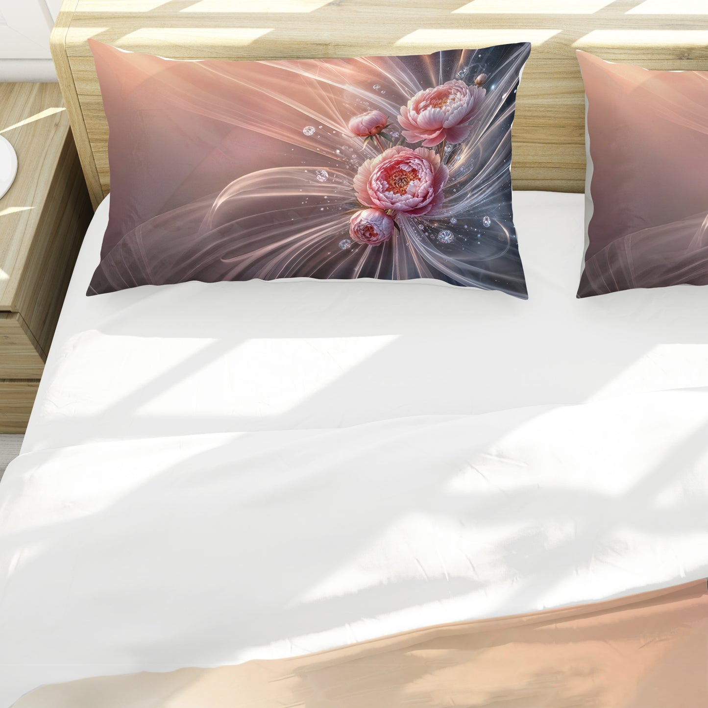 Pink Silk Beams Duvet Cover Set