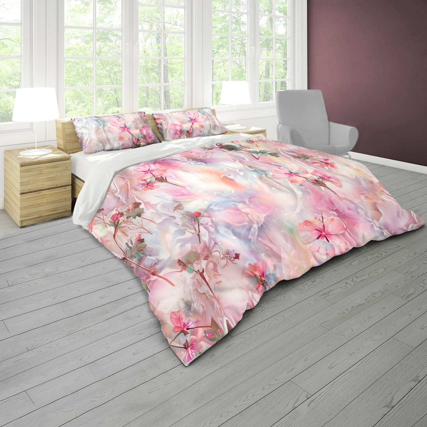 Pink Silk Duvet Cover Set