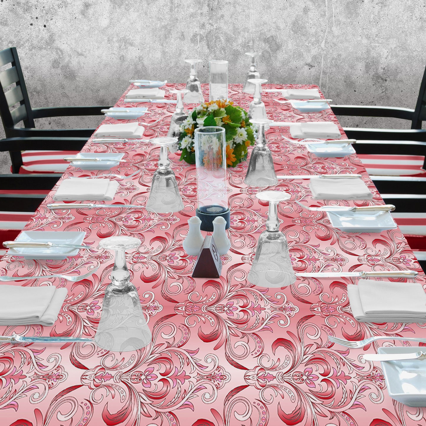 Pink Swirls 3m Rectangle Tablecloth