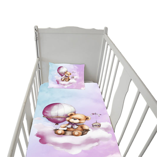 Pink Teddybear Cot Duvet Set