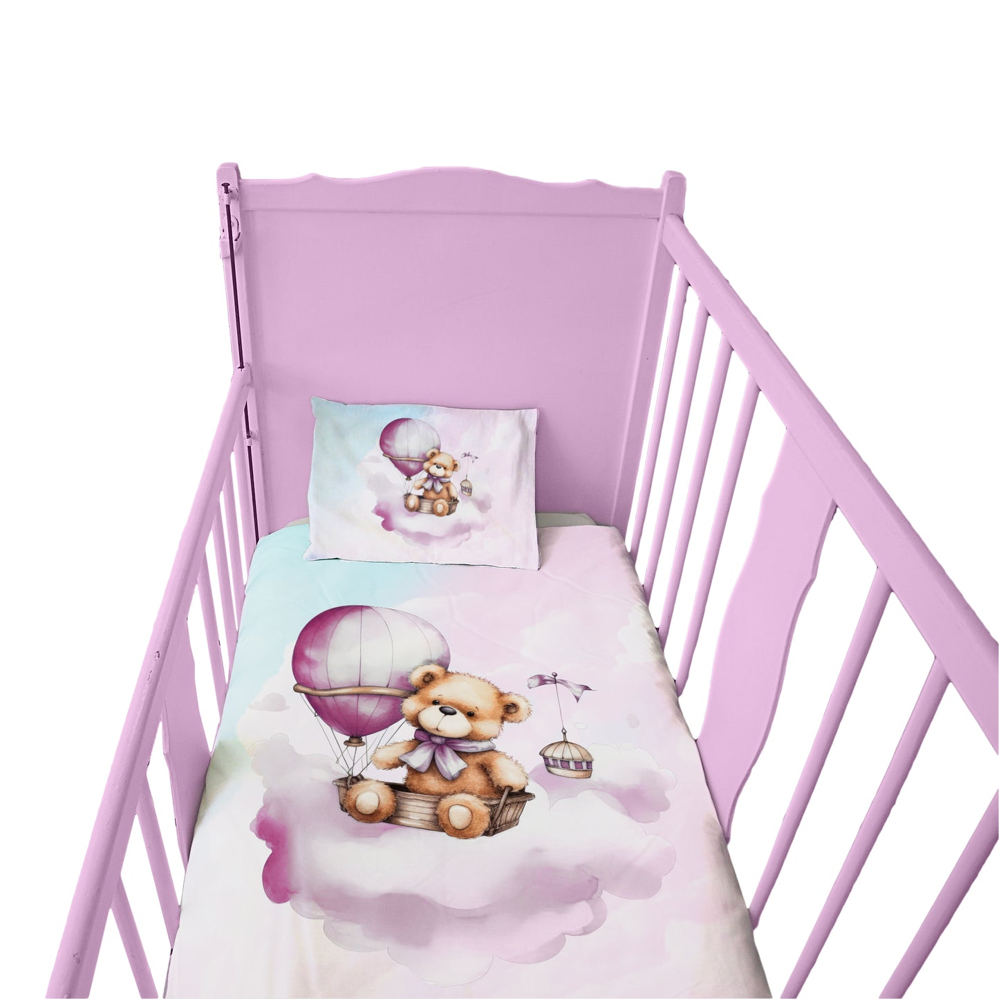 Pink Teddybear Cot Duvet Set