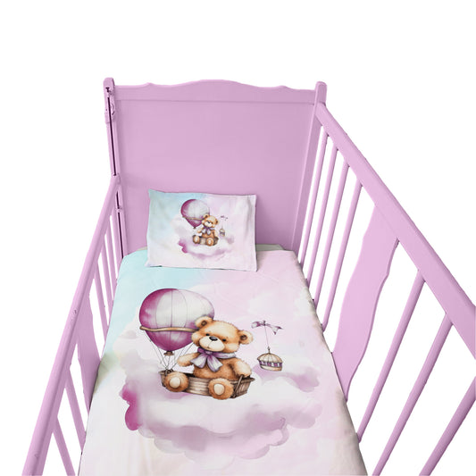 Pink Teddybear Cot Duvet Set